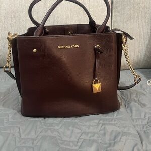 Michael Kors Dark Brown Satchel with Gold Accents